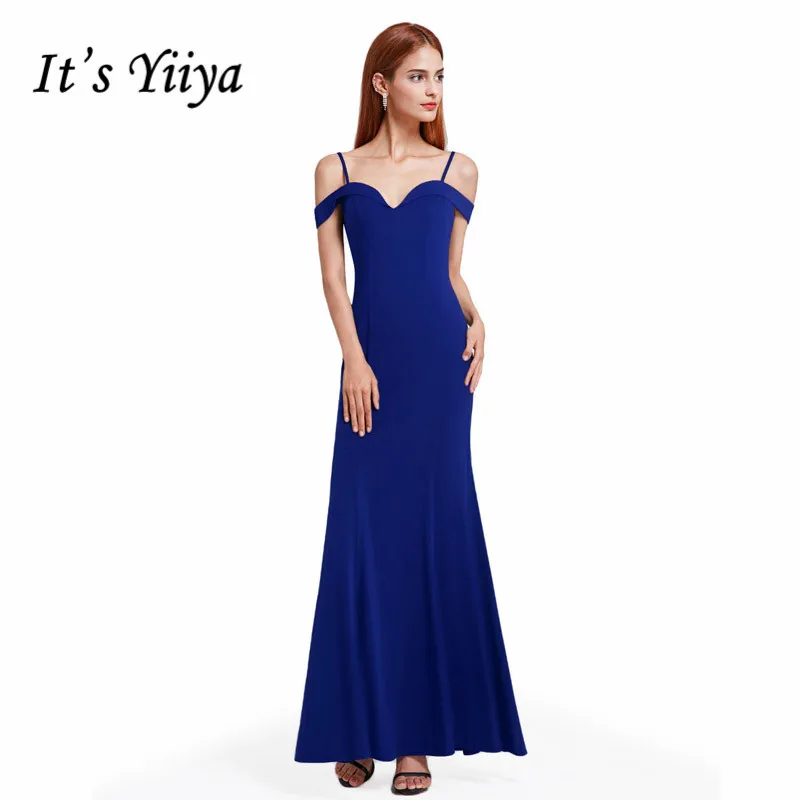 

It's Yiiya Evening Dress Boat Neck Sling Elegant Women Party Dresses Off Shoulder Robe de Soiree Mermaid Formal Gowns C429