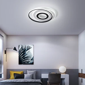 Image 5 - Yuvarlak Modern avize aydınlatma siyah ve beyaz parlaklık avizeler led lamba oturma yatak odası için mutfak led tavan avize