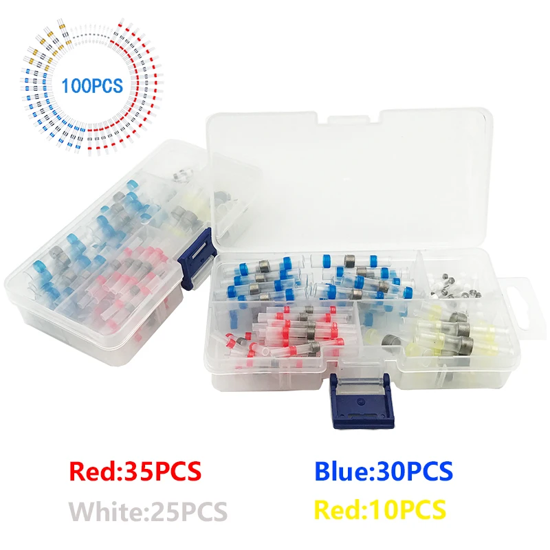 

50/100/120PCS Solder Seal Wire Connectors Kit, Heat Shrink Butt Connectors, Waterproof and Insulated Electrical Wire Terminals