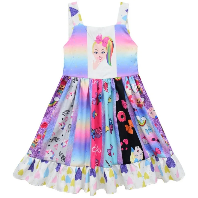JOJO Siwa/Детское платье с единорогом для девочек; милое Повседневное платье без рукавов в стиле принцесса; детский Косплей; подарки на день рождения - Цвет: Лаванда