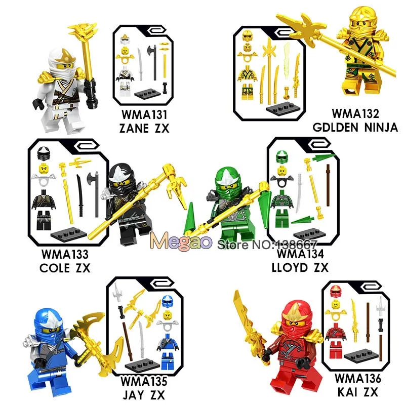 Single Llyod Nya Echo Zane ZX Golden Ninja Kai Cole Yang Akita Pythor Snake Warrior Ninja Building Blocks Model Kids Toys
