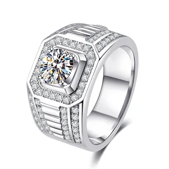 

S925 Sterling Silver 2 Carats Diamond Ring for MenBizuteria Gemstone Jewelry Hip Bizuteria Silver 925 Jewelry Diamond Ring Anel