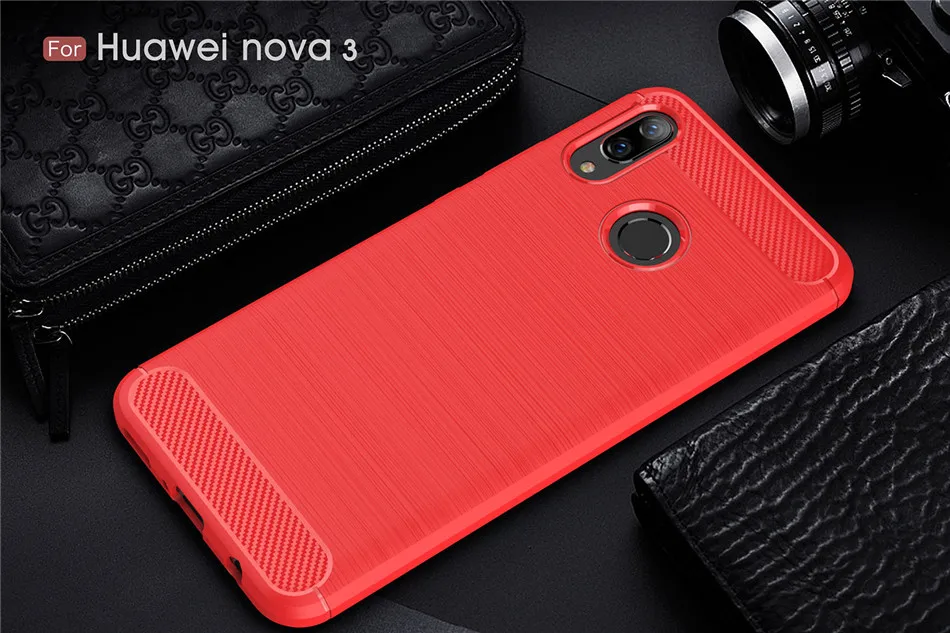 Ốp Lưng Dẻo Silicone Huawei Nova 3 3i Nova 3E Chống Sốc Trang Bị Sợi Carbon Mềm Điện Thoại TPU Dành Cho Huawei Nova 3i Ốp Lưng huawei silicone case