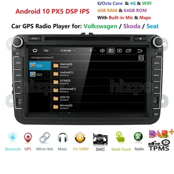 

RAM 4GB ROM 64GB Android 10 Car Multimedia Player Player 8 inch for VW Golf 5 Caddy Passa B6 Seat Leon GPS WIFI Car DVD 4G OBD2