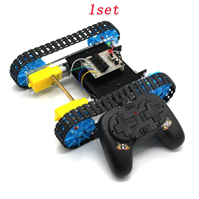 

1set DIY Assembly Model Tank w/ Remote Controller Transmitter Receiver for Students Handmade Technology Production Toy Material