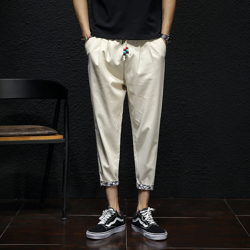 Shun princes Store2019, новая мода, микро-эластичные мужские повседневные штаны, европейский размер, Мужские штаны для бега, штаны для отдыха, уличная одежда для мужчин, 5XL - Цвет: Бежевый