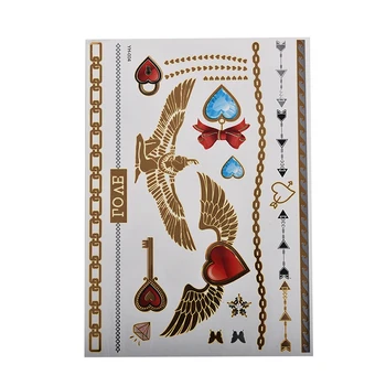 

1Pcs Metallic Gold Silver Body Art Temporary Tattoo Sexy Flash Tattoos Sticker For Women Tattoos Paper