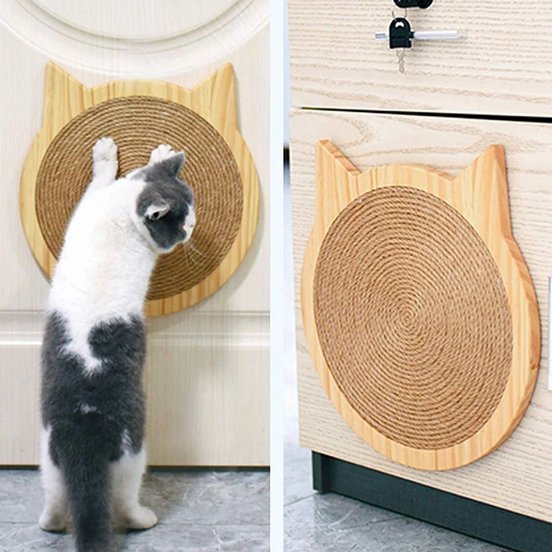 Практичные когтеточки для кошек с 4 присосками деревянные кошачьи уши Когтеточка из сизаля доска Экономия пространства игрушка для кошек шлифовальное устройство
