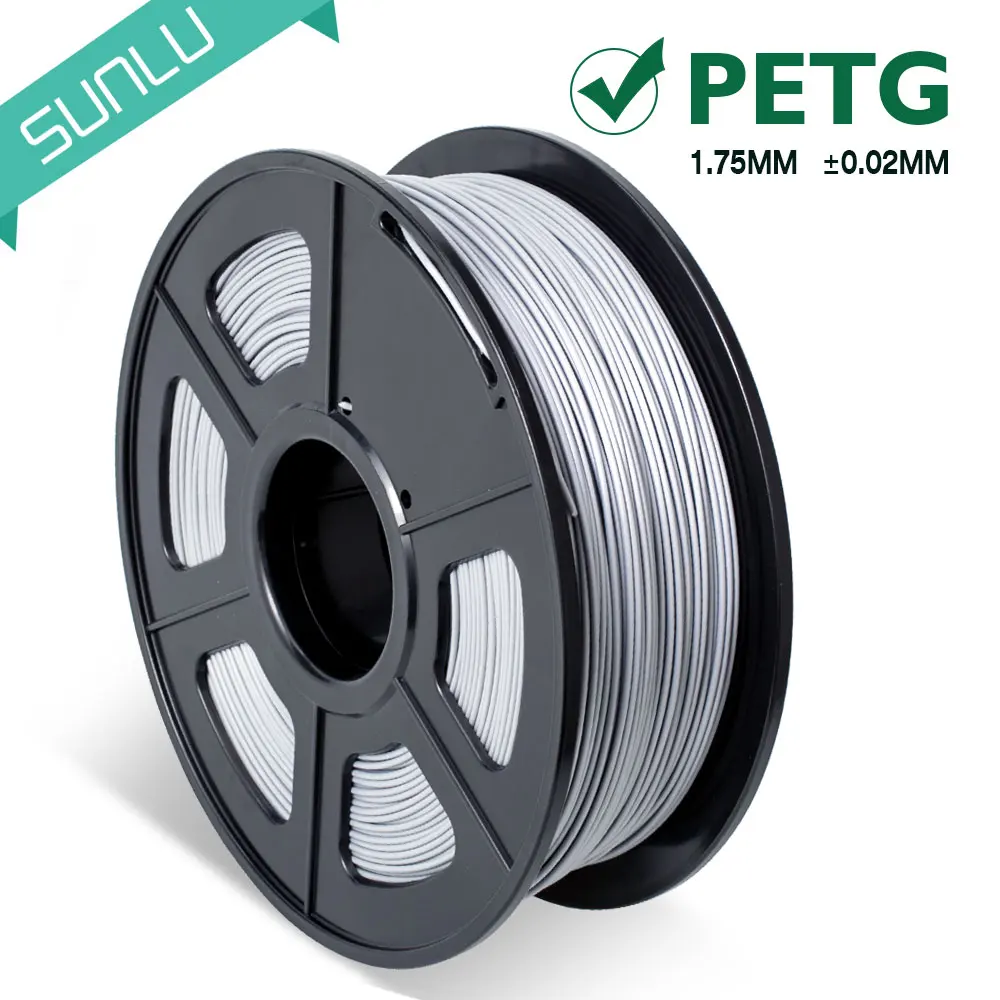 Silver PETG нити 3d принтер 1,75 мм1кг с катушкой без пузырьков PETG 3D нити RoHS Reach сертификат допуска+/-0,02 14 цветов - Цвет: Silver