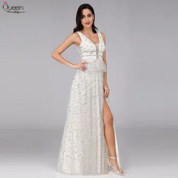 

Sparkle Stars Bridesmaid Dresses A-Line Double V-Neck Sleeveless Sequined Sexy Women Formal Wedding Guest Gowns Vestido Madrinha