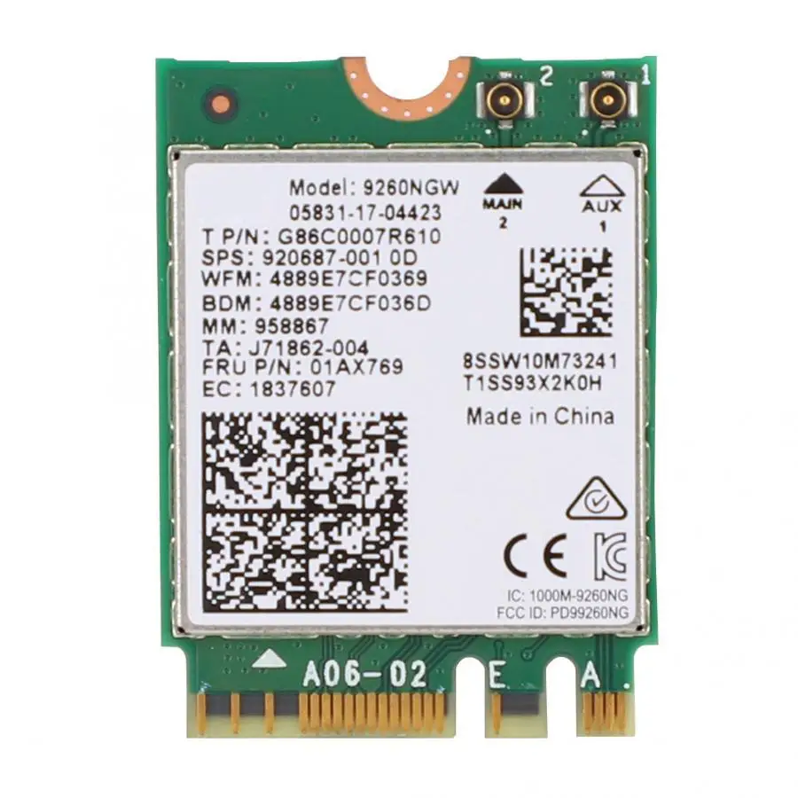 Для Intel 9260+ 6dB антенна сетевая карта ноутбук 2,4G/5G NIC NGFF/M.2 1,73 Гбит/с