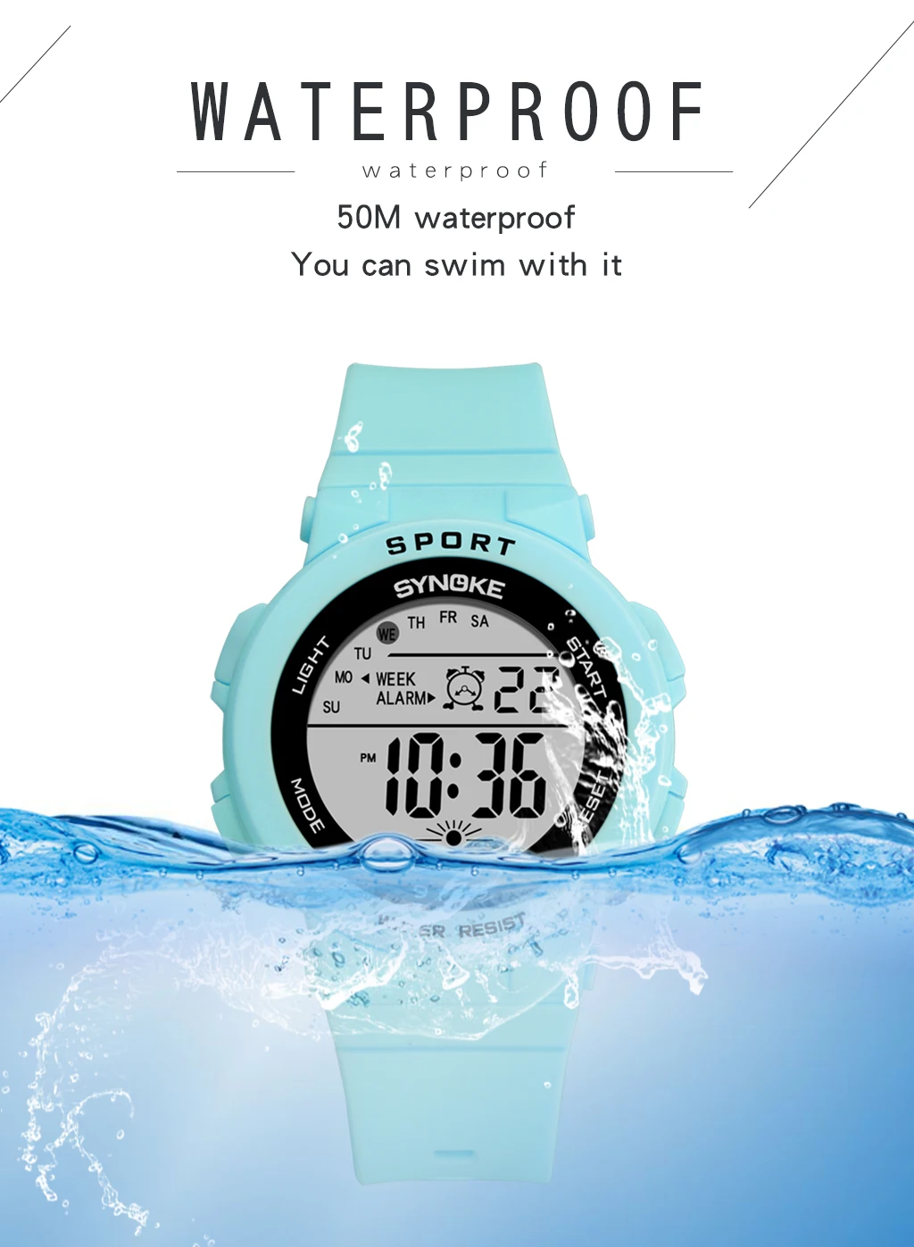 SYNOKE модные женские часы цифровые спортивные женские часы 50 м водонепроницаемые для мальчиков и девочек студенческие наручные часы с будильником Relogio Feminino