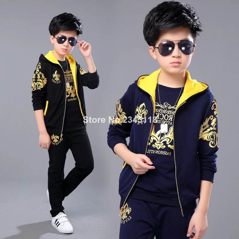 

2019Kids Boys Set Large Children In Spring and Autumn New Children's Movement Coat +pant Kids Sets 5-14 Ages