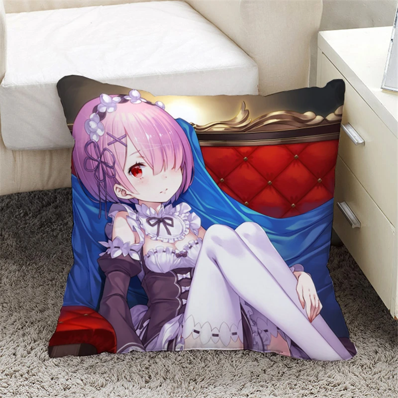 J Аниме Re: Zero kara Hajimeru Isekai Seikatsu мультфильм рам и рем двухсторонний чехол для подушки с принтом и внутренняя подушка чехол для подушки - Цвет: J