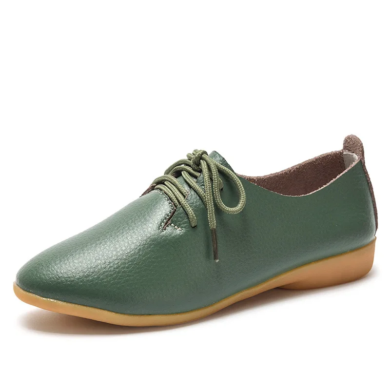 CEVABULE/Новинка года; модная повседневная женская обувь на плоской подошве; удобные дышащие неглубокие кружевные туфли на плоской подошве с круглым носком - Цвет: Army Green