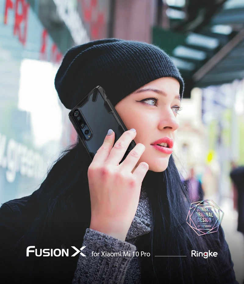 Чехол Ringke Fusion-X для Xiaomi Mi 10 мягкая рамка из ТПУ и Прозрачная Жесткая задняя крышка