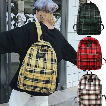 

Solid Backpack School Travel Bag Double Shoulder Bag Zipper Bag Women Canvas Backpack Chain Ring Teenage Girls Backpack