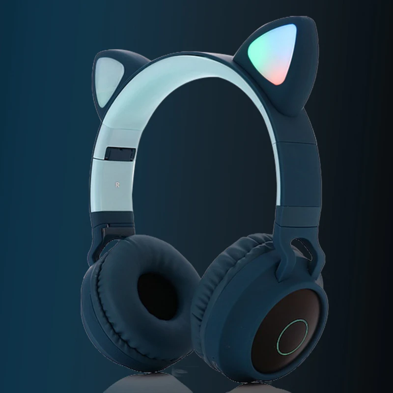 LED Cat Ear Headphones Noise Cancelling Bluetooth 5 0 Adults and Kids Headset Support TF Card FM Radio With Mic Wireless Wired