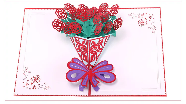 Teachers Day Greeting Card South Korea Creative 3D Handmade LOVE Rose Paper Sculpture Birthday Blessing Small Card Customizable