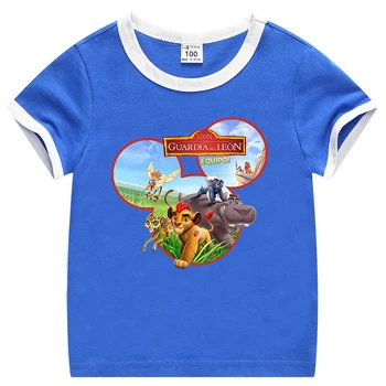 

2020 Summer Children Cartoon The Lion King Guard Simba Print T-shirts Clothing Toddler Kids Short Sleeve Tshirts Boy Girls Tops