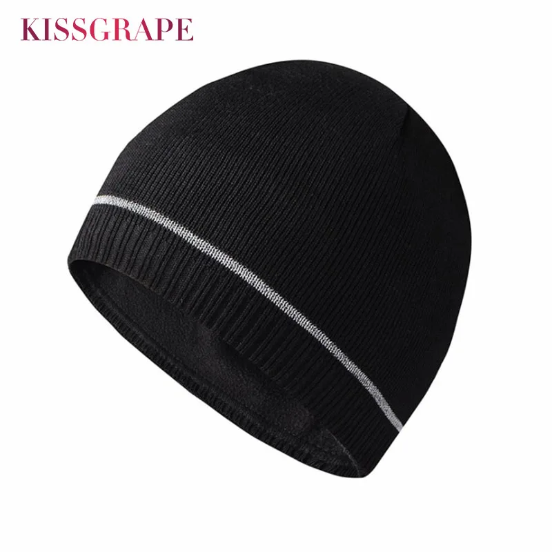

Reflective Design Adult Men Winter Warm Hat Unisex Knitted Casual Beanies Skullies Cotton Wool Hats Brand Outdoor Solid Gorros