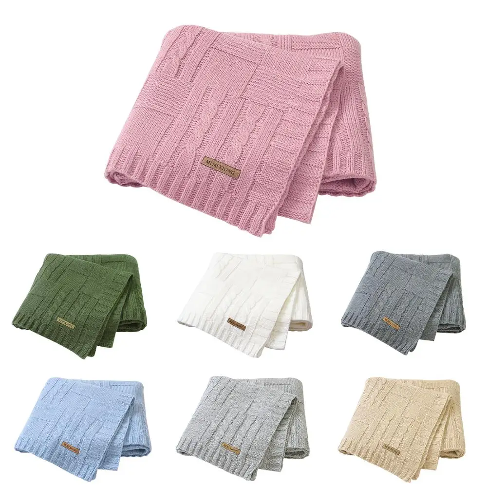 

Baby Blankets Knitted Solid Color Infant Sleeping Covers for Stroller Bed Sofa Sleep Sacks 100*80cm Newborn Swaddle Wrap Blanket