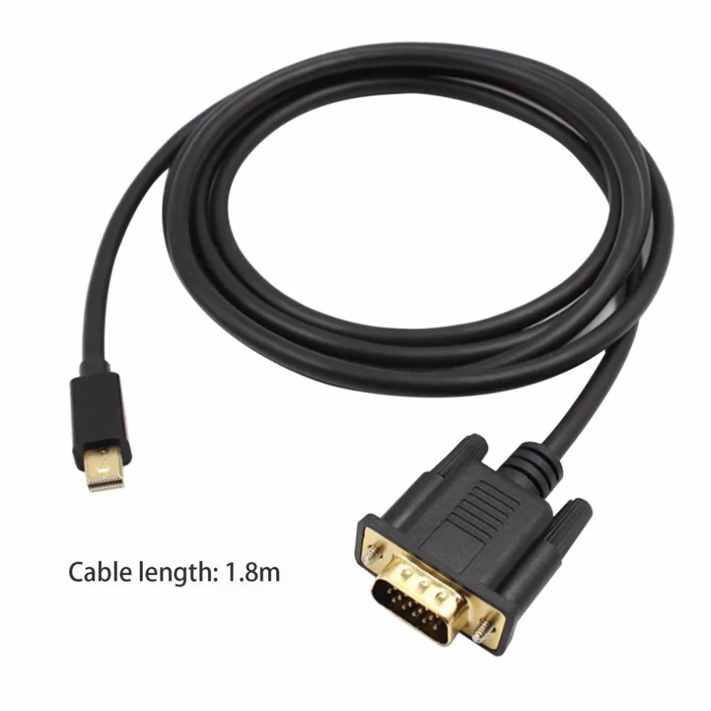 1,8 м Mini display port to VGA кабель адаптер Full HD 1080P Дисплей порт папа-VGA Кабель-адаптер для MacBook HDTV проектор