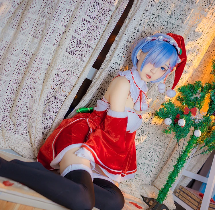 Аниме Re: Zero kara Hajimeru Isekai Seikatsu REM рождественское платье форма Косплэй костюм Hallowas печати Новогодний подарок