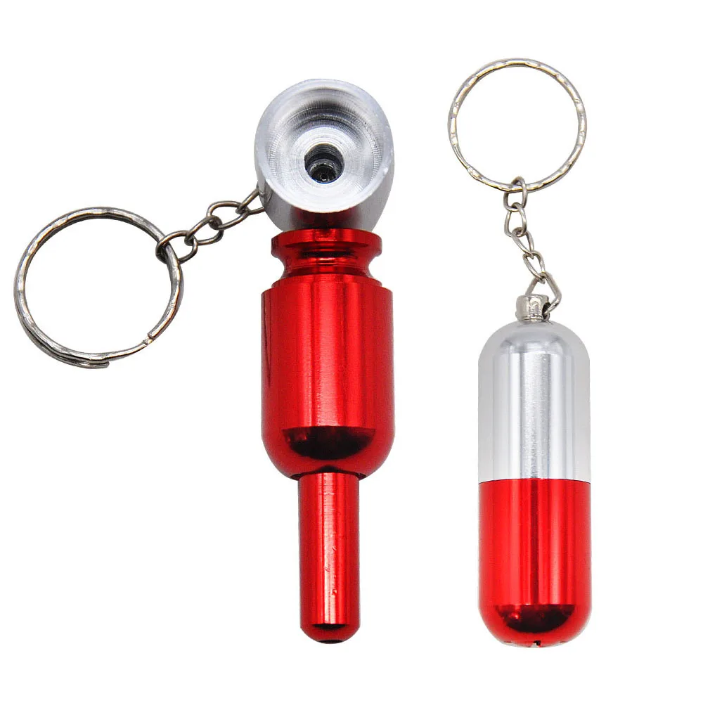1PC Portable Metal Tobacco Detachable Smoking Pipe Herb Pipes With Key Chain 