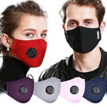 

Cotton Face Mask With Breathing Valve Anti-dust PM 2.5 Dustproof Mask with 2pcs Activated Carbon Filter Respirator Mouth-muffle