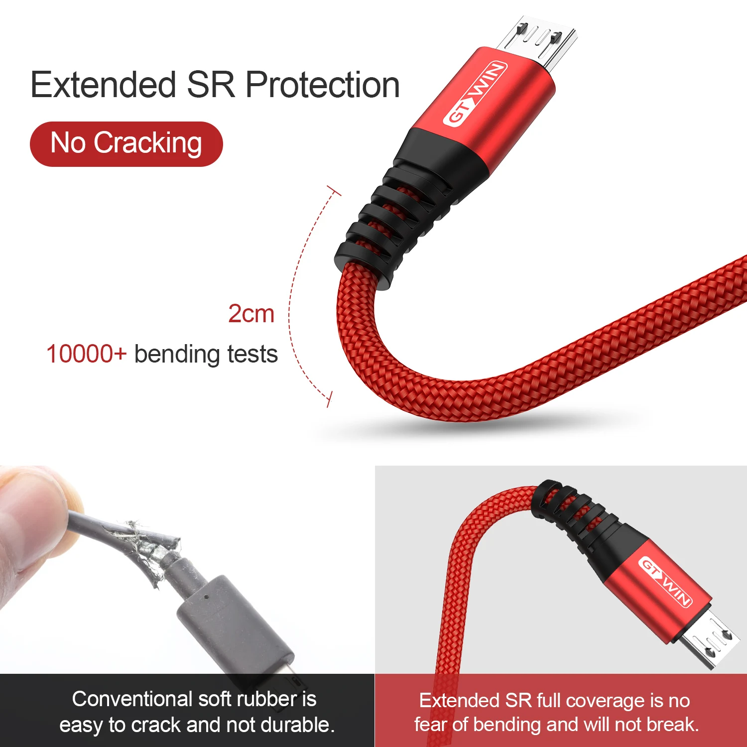 GTWIN Micro USB кабель 2 м для Oneplus Samsung Microusb 3A Быстрая зарядка данных Xiaomi Redmi Huawei Android
