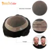 Men Toupee Durable Knots Hair Prosthesis Man Wig Natural Hair Mono&Lace Base Real Human Hair Wig NPU Replacement System Unit 5