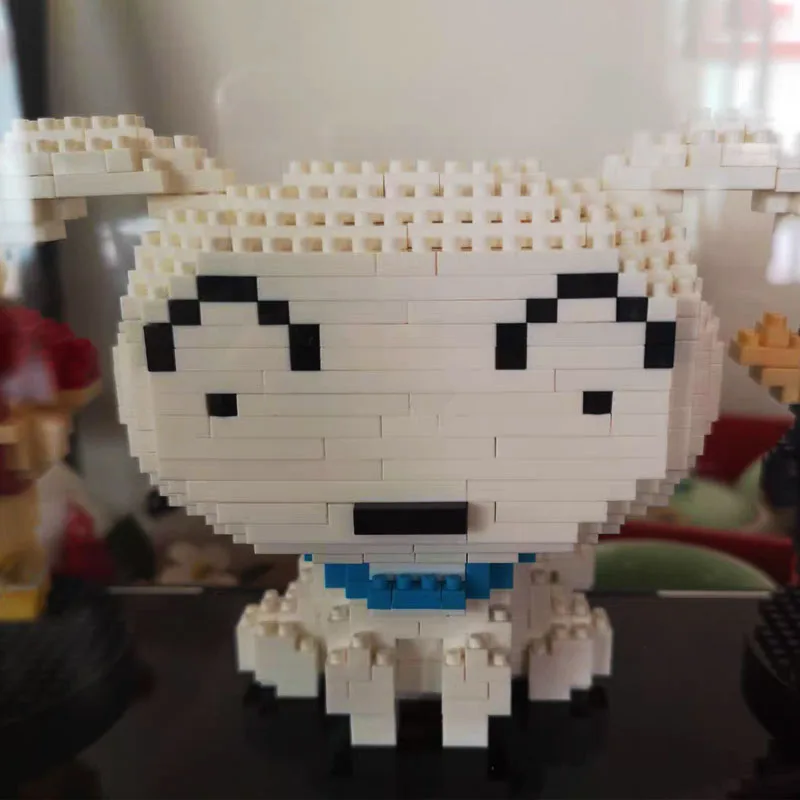 Белый микро-конструктор Crayon Shinchan для домашних питомцев мультяшная собака Широ 3D