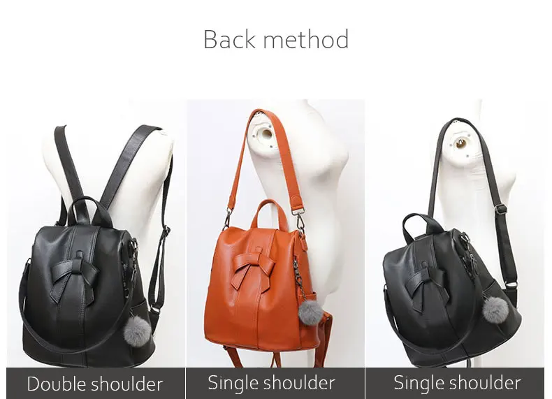 Anti-theft Bow Women Backpack College Student Bookbags Casual Work Bags Ladies Hand Bags Durable Heavy Duty Satchel Leather