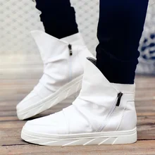 Мужские кроссовки; повседневная кожаная обувь в стиле хип-хоп; танцевальные уличные модные кроссовки; высокие мужские Ботинки martin на молнии