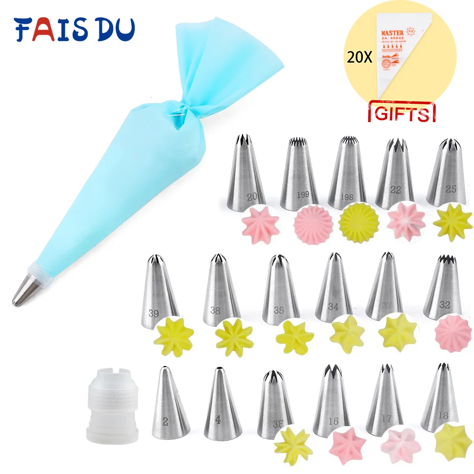 19 Stks/set 304 Rvs Pastry Case Zoetwaren Apparatuur Cupcake Icing Tips Cake Decrating Gereedschap
