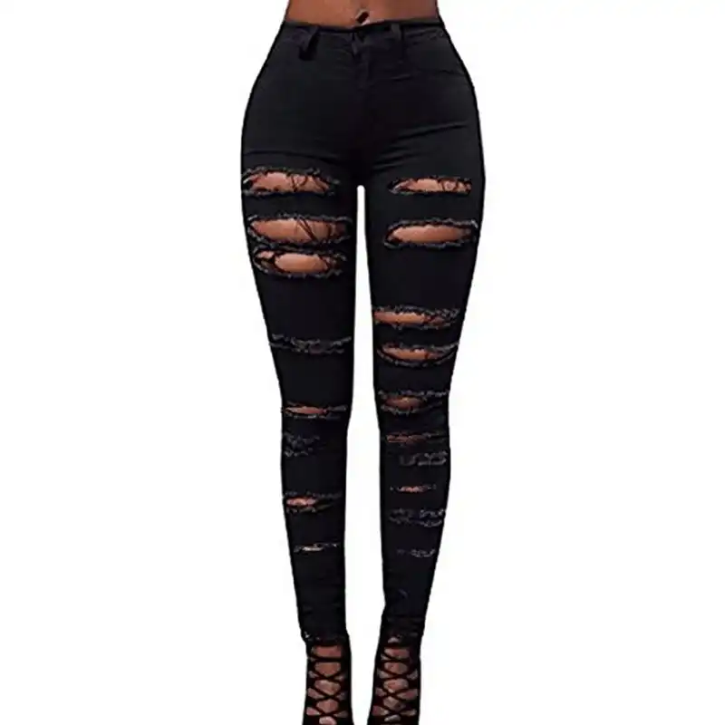 black ripped skinny jeans womens