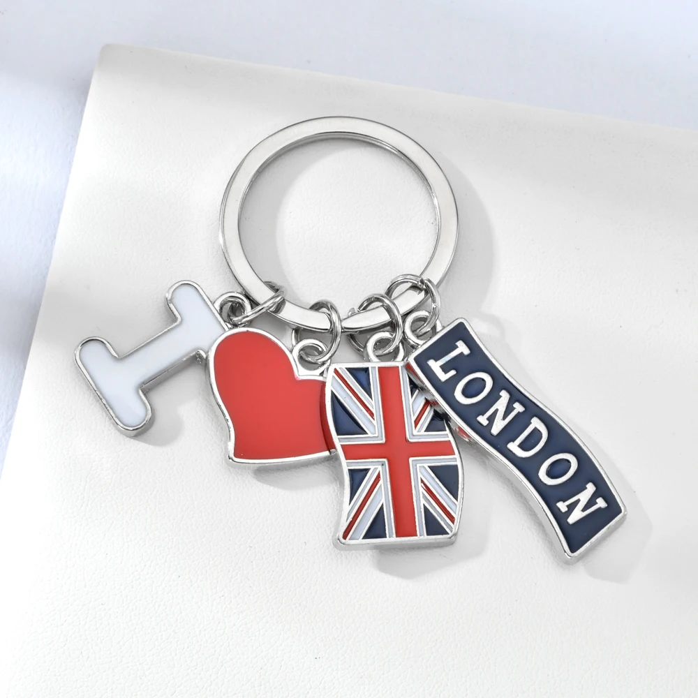 I Love London Серебристые брелоки британский флаг английский стиль красный сердце брелоки четыре аксессуары ключ кулон Сувенирный брелок подарок