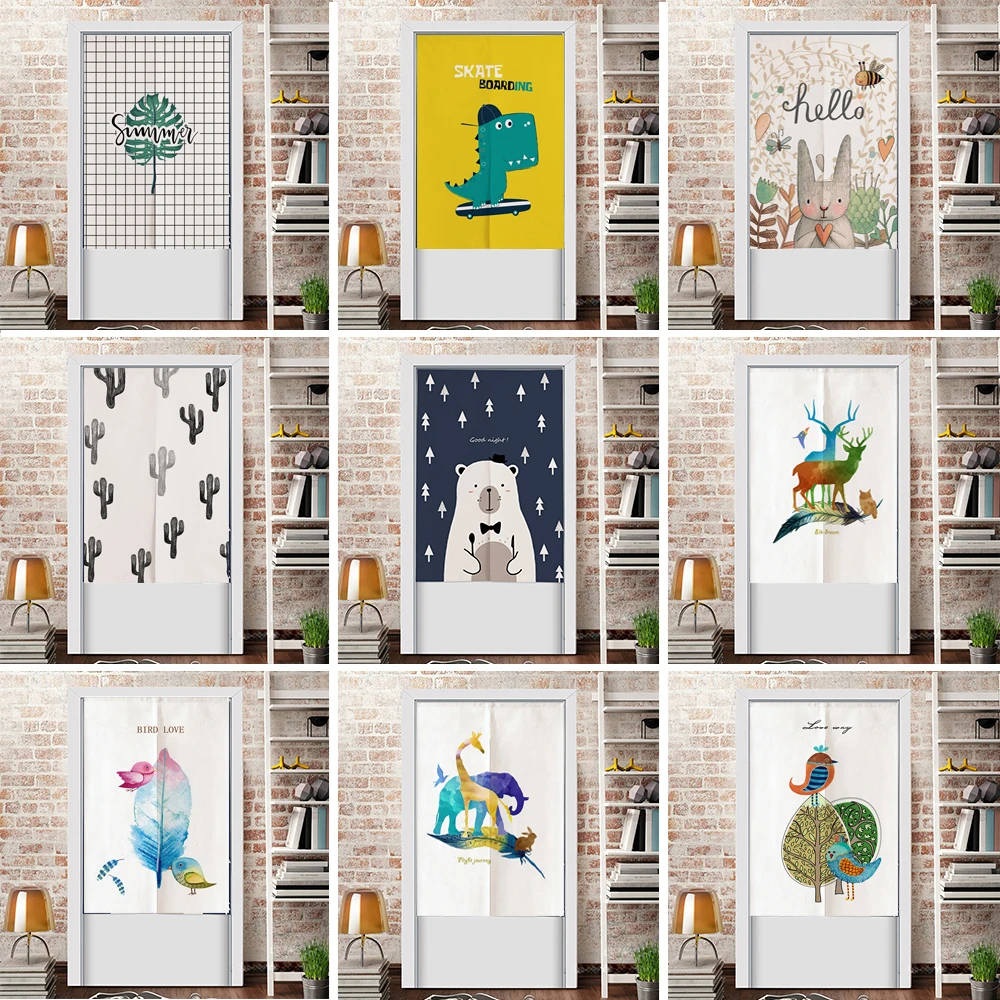 

Japanese Noren Door Curtain Cartoon Animal Thick Cotton Fabric For Home Kitchen Bedroom Restaurant Doorway Decor Hanging Curtain
