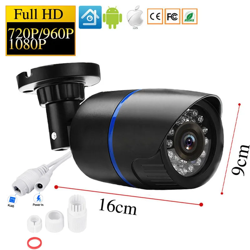 1080P IP Камера безопасности для дома и улицы Пуля CCTV POE камеры ONVIF s Ночное видение P2P