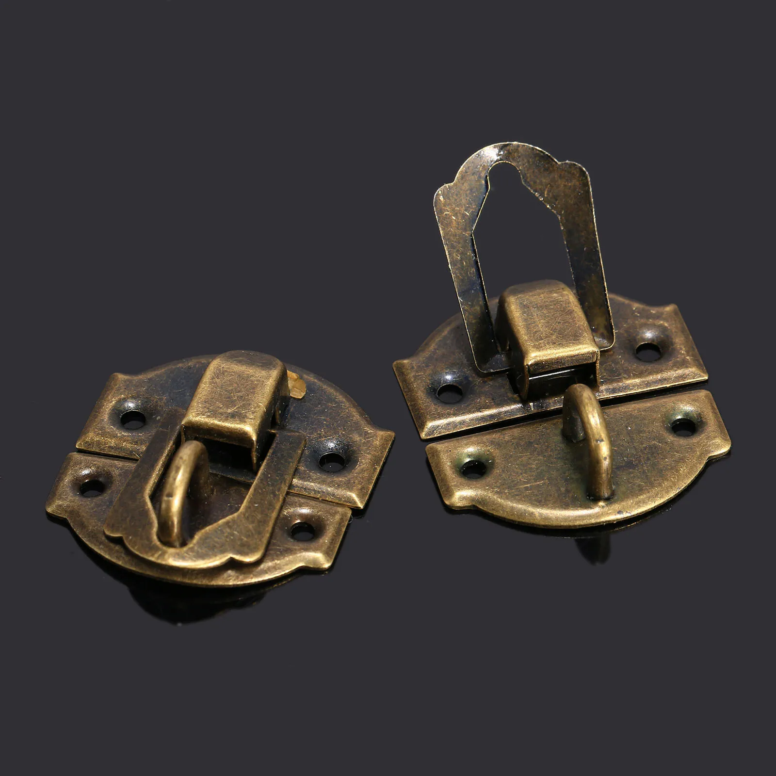12pcs/set Hasps Latch Locks Metal Padlock Hasp Antique Bronze Wooden Jewelry Box Case 29mmx27mm with screws Furniture Hardware