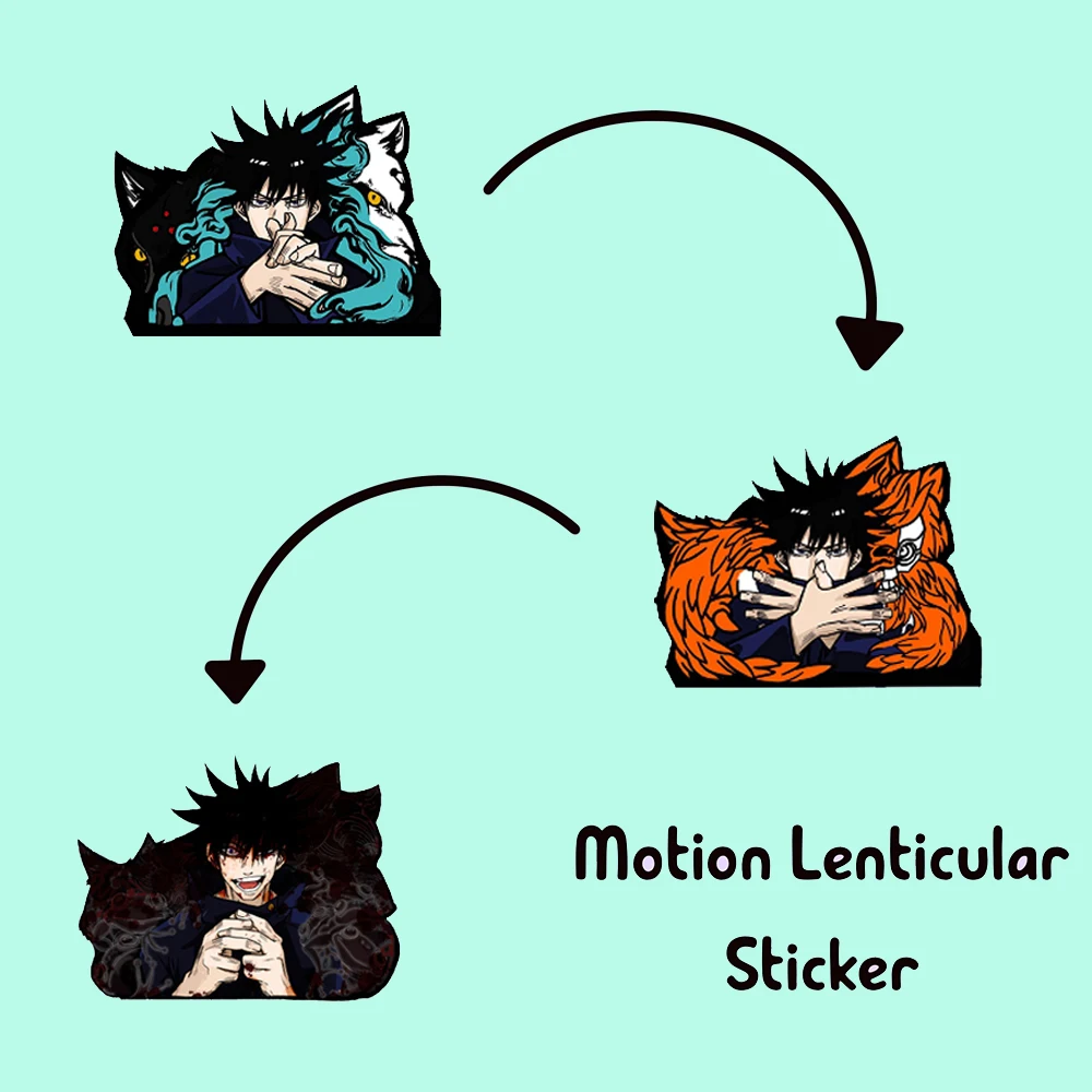Anime Jujutsu Kaisen 3D Stickers Fushiguro Megumi Motion Lenticular Sticker Waterproof Decals for Cars Birthday Gift | Дом и сад