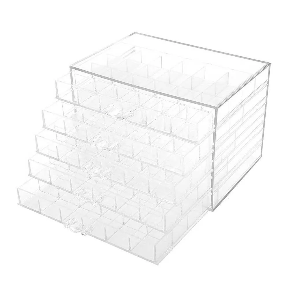 120 Grids Home Jewelry Storage Case Nail Art Holder Large Capacity Empty Organizer Display Box Manicure Tool 5 Layer Acrylic