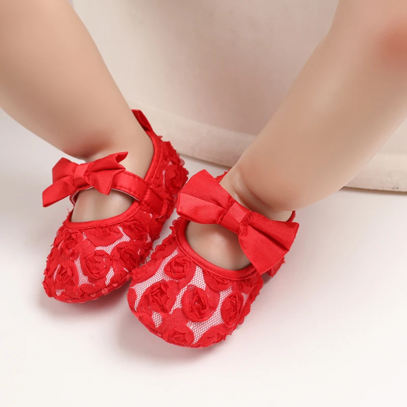 Baby Spring And Autumn Style Lovely Bow Solid Color Soft Sole Princess Shoes 0-18 Months Newborn Baby Casual Walking Shoes