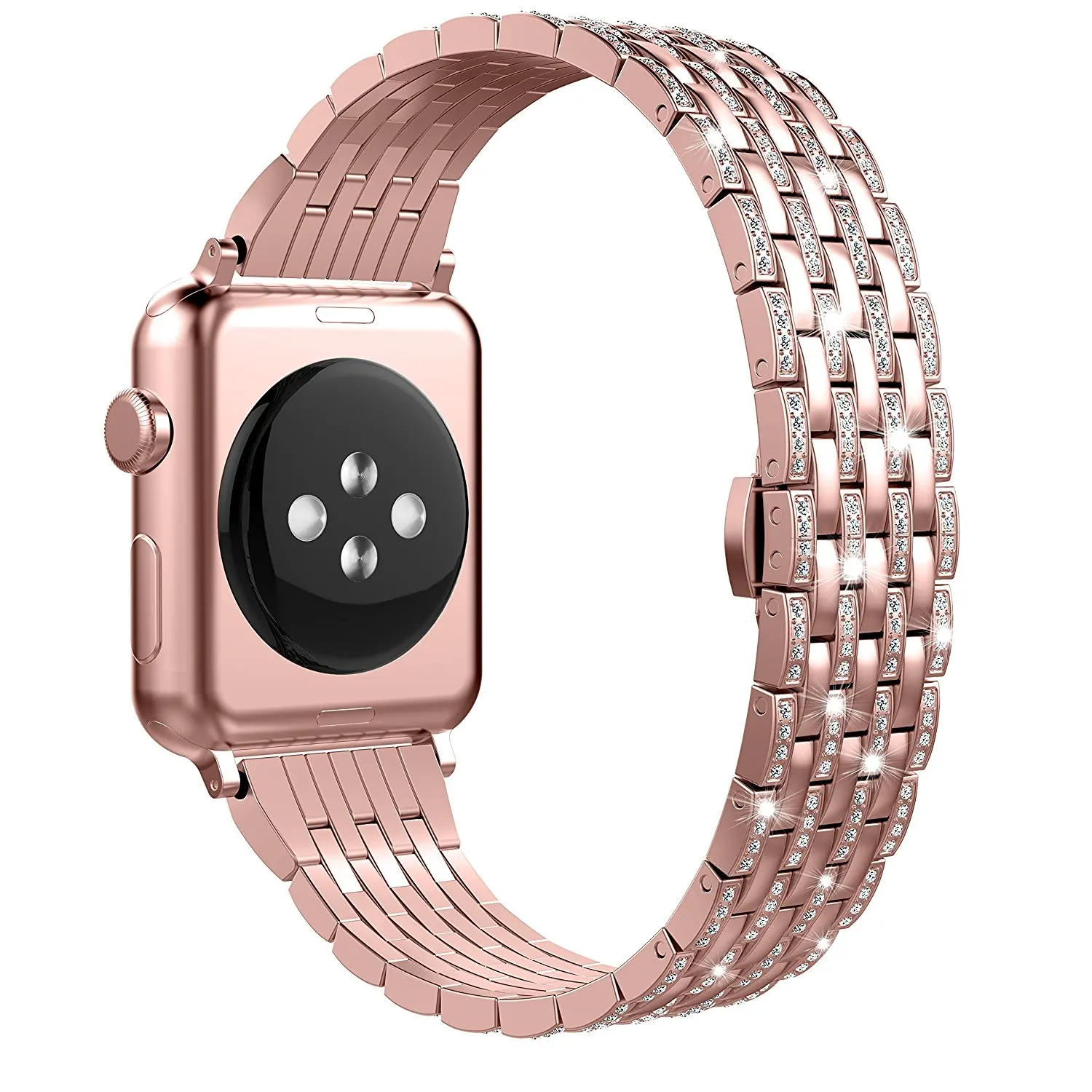 Браслет из нержавеющей стали для Apple watch Series 6 SE 5 роскошный бриллиантовый ремешок