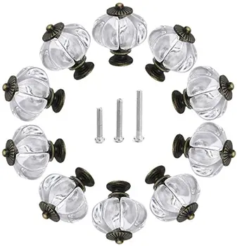 

Acrylic Cabinet Knobs Clear Pumpkin Dresser knobs Antique Set of 10 Vintage Decorative DIY Handles Pulls for Furniture Drawers
