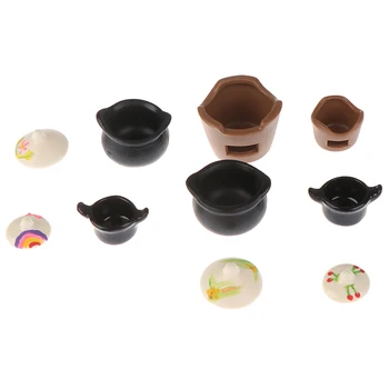 

1/12 Dollhouse Mini vintage charcoal stove Soup pot simulation Model Cooking Utensils Furniture Toys for Doll House Decoration