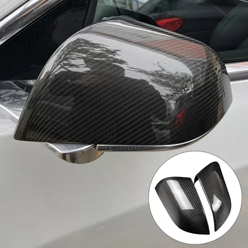 

2pcs Wear Resistant Vehicle Side Mirror Cover Cap Self Adhesive Sticker Accessories Carbon Fiber Car Styling For Tesla Model 3