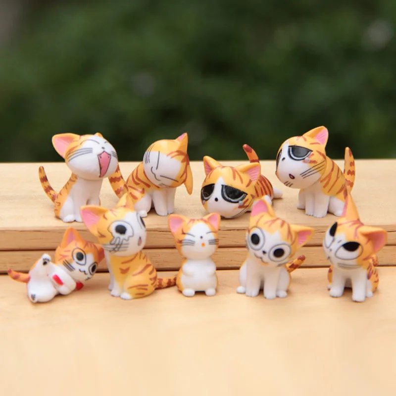 9 шт., 3 см, разноцветная Милая миниатюрная фигурка кошки Чи, миниатюрная фигурка, пейзаж, маленькая фигурка кошки, котенок, смайлик, украшение, модель игрушки - Цвет: 9 pcs of orange