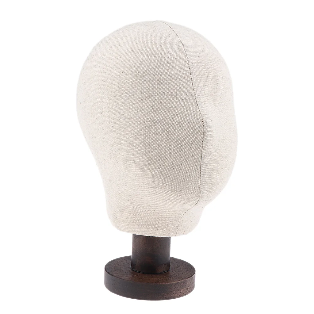 20 Inches Cork Canvas Block Head Mannequin Manikin Wig Making Hat Display Styling Head With Wooden Stand